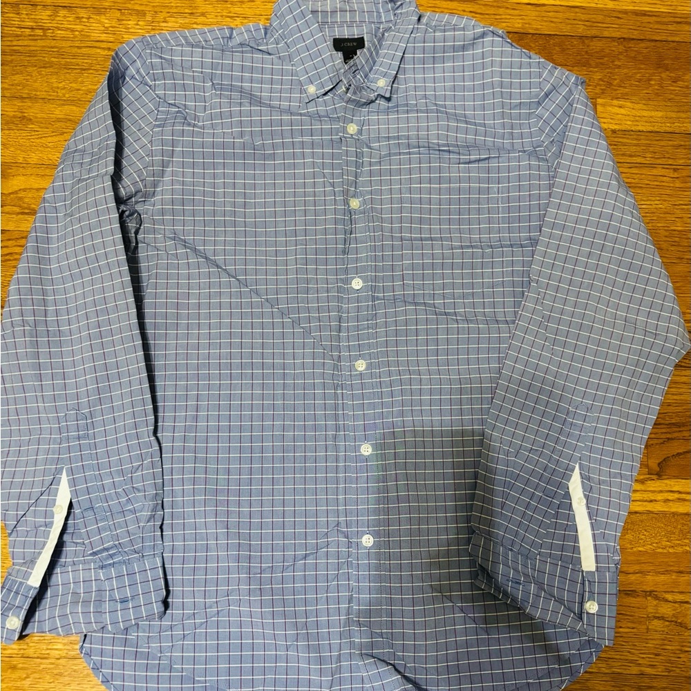 J. Crew Men's Blue Plaid Button Down Shirt